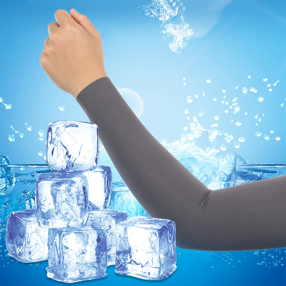 Calentadores de brazo para correr de tela refrescante de seda de hielo, mangas de protección UV para brazo, baloncesto, pesca, ciclismo, puño deportivo al aire libre para hombres y mujeres - imagen 5