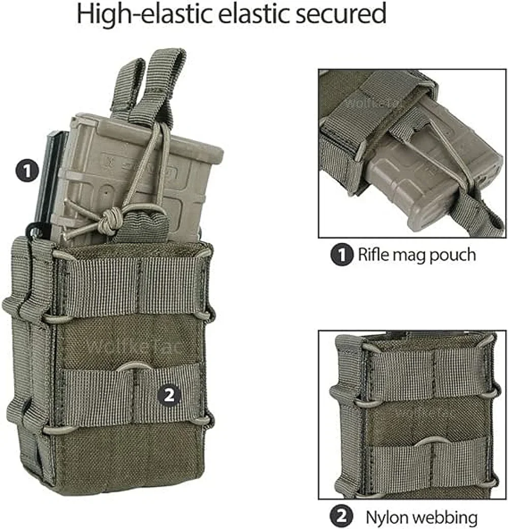Bolsa de revista doble individual Molle de caza para M4 M14 M16 AR15 G36 herramienta de caza al aire libre soporte de cintura Mag - imagen 3