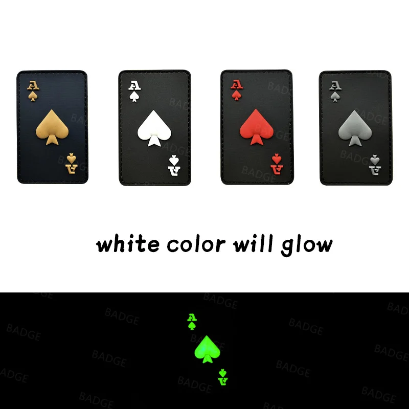 Parches tácticos 3D Ace of Spades Death Card, parche de PVC, insignia para brazalete, aplique de goma, emblema con gancho - imagen 2
