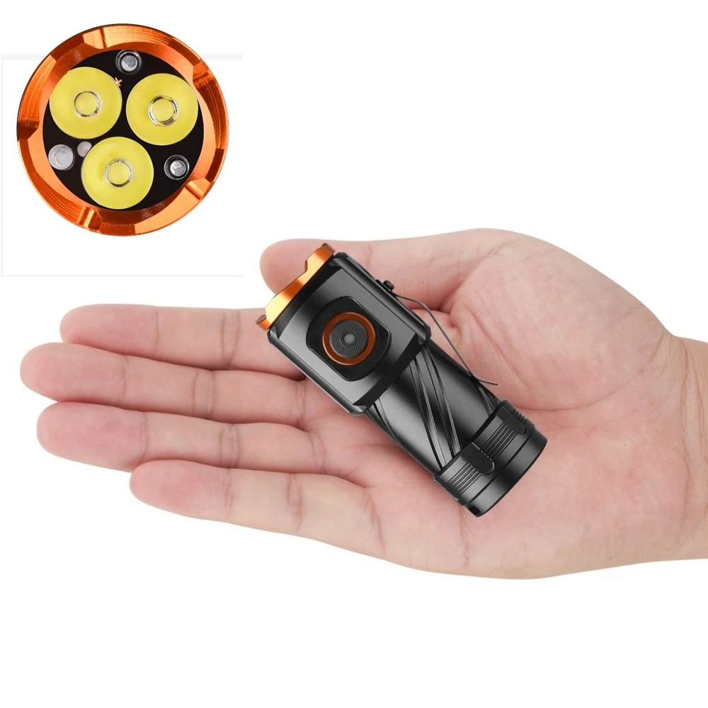 Mini linterna EDC 3x Led de alta potencia recargable por USB 18350 mochila portátil antorcha de bolsillo caminata al aire libre Camping lámpara de trabajo en casa
