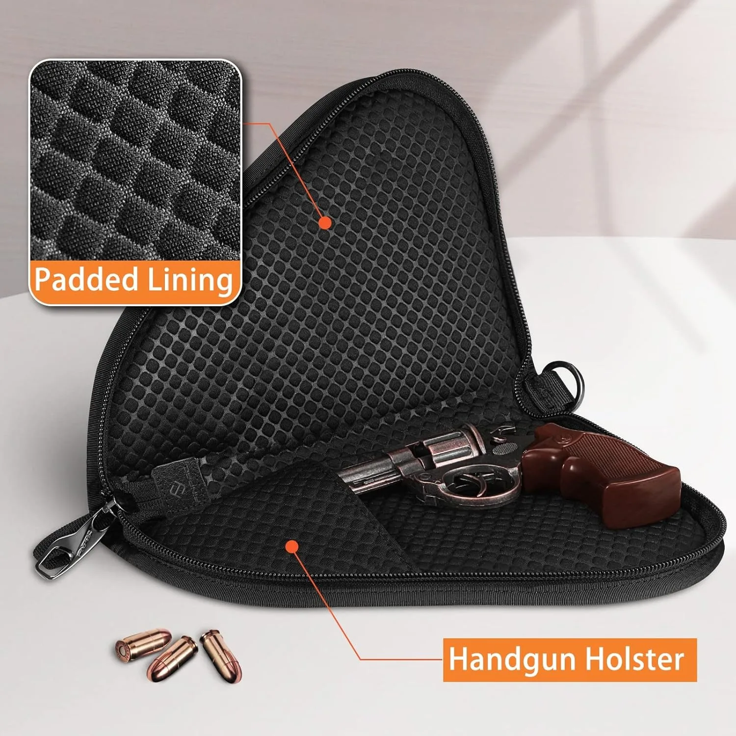 Bolsa de almacenamiento para pistola, estuche para pistola 6000D, bolsa táctica para pistola, bolsa con cremallera, bolsa de transporte oculta para pistolas compactas de tamaño completo - imagen 4