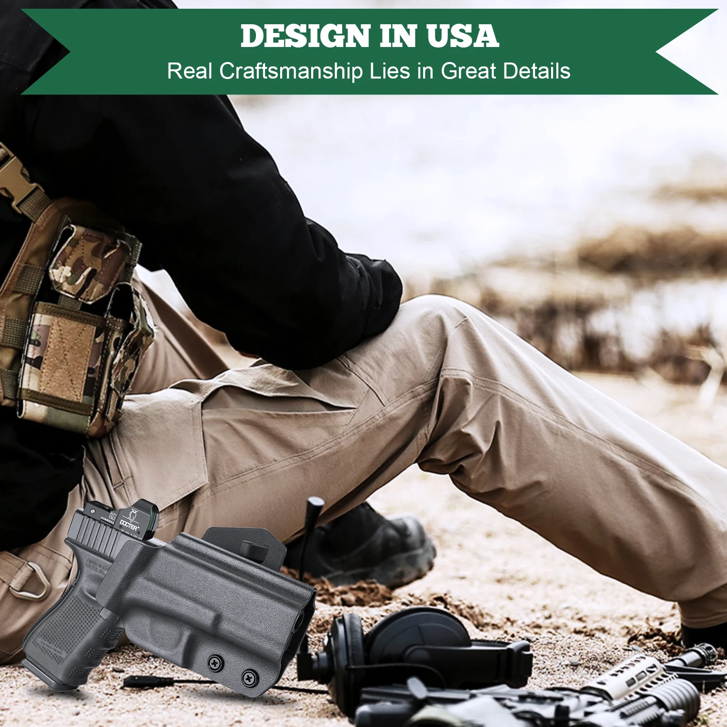 Sólo para Glock G17/G19/G19X/G26/G32/G44/G45 Gen(1-5), fundas tácticas OWB Kydex, pretina con soporte, funda de paleta de 1,75 pulgadas - imagen 5