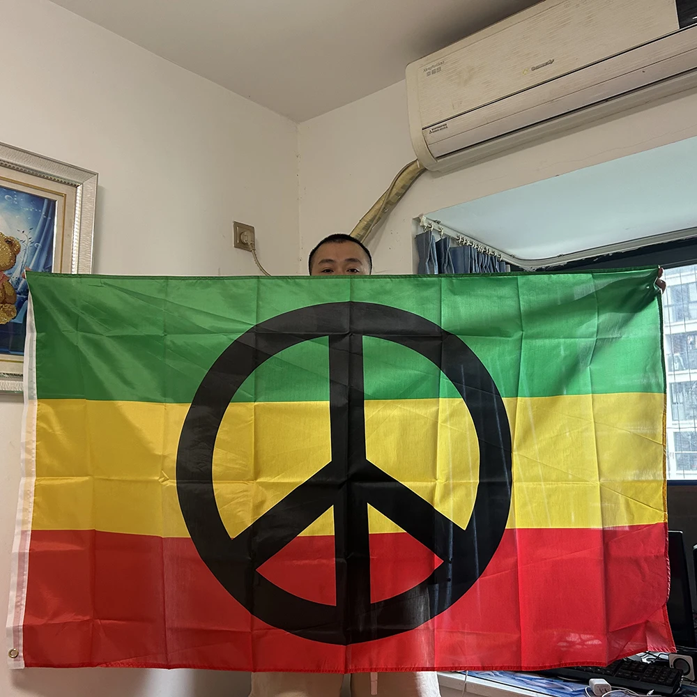SKY FLAG Bandera de la paz Rasta 90x150cm poliéster colgante Verde Amarillo Rojo Y Negro Bandera de la paz Rasta para decoración del hogar