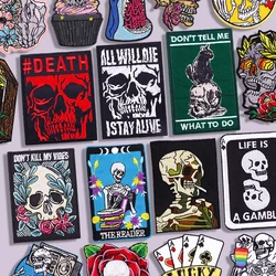Chaquetas, mochila, parches bordados para coser, parche Punk/cráneo DIY, parches para planchar para ropa, parche de estilo de terror, pegatinas para planchar