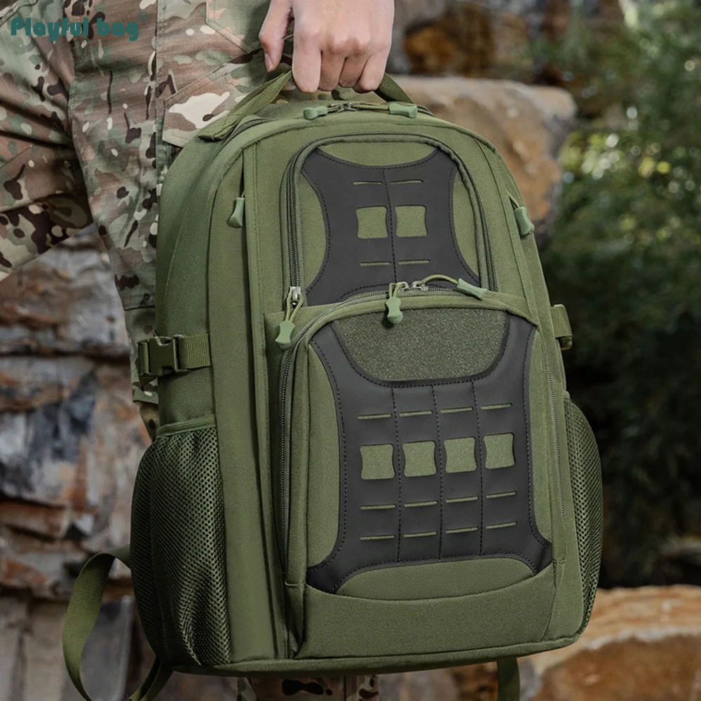 Mochila táctica de camuflaje para hombre, bolsa de viaje y senderismo de nailon, mochila multifuncional de Montañismo de gran capacidad AVA332 - imagen 3