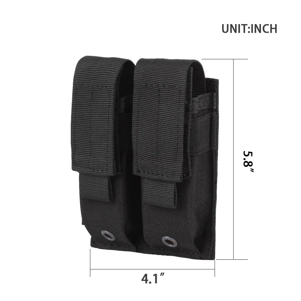 Bolsa táctica para revista de pistola, bolsa doble Mag de 9MM, cinturón Molle, soporte para linterna, bolsa para accesorios de caza y pistola - imagen 2