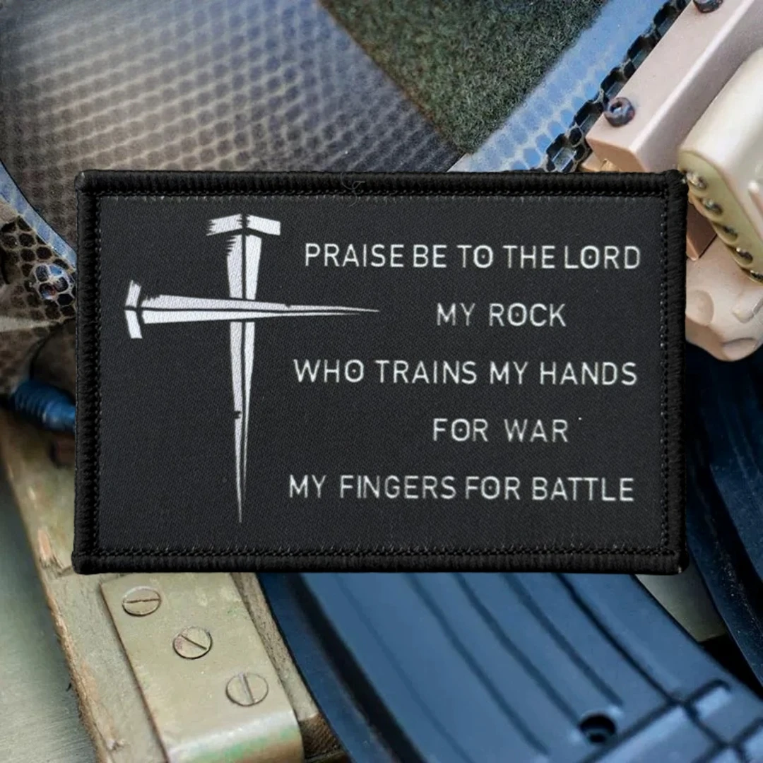 Salmos 144:1-2 parche del ejército moral brazalete militar religión táctica parches de gancho y bucle impresos para ropa pegatina para mochila - imagen 5