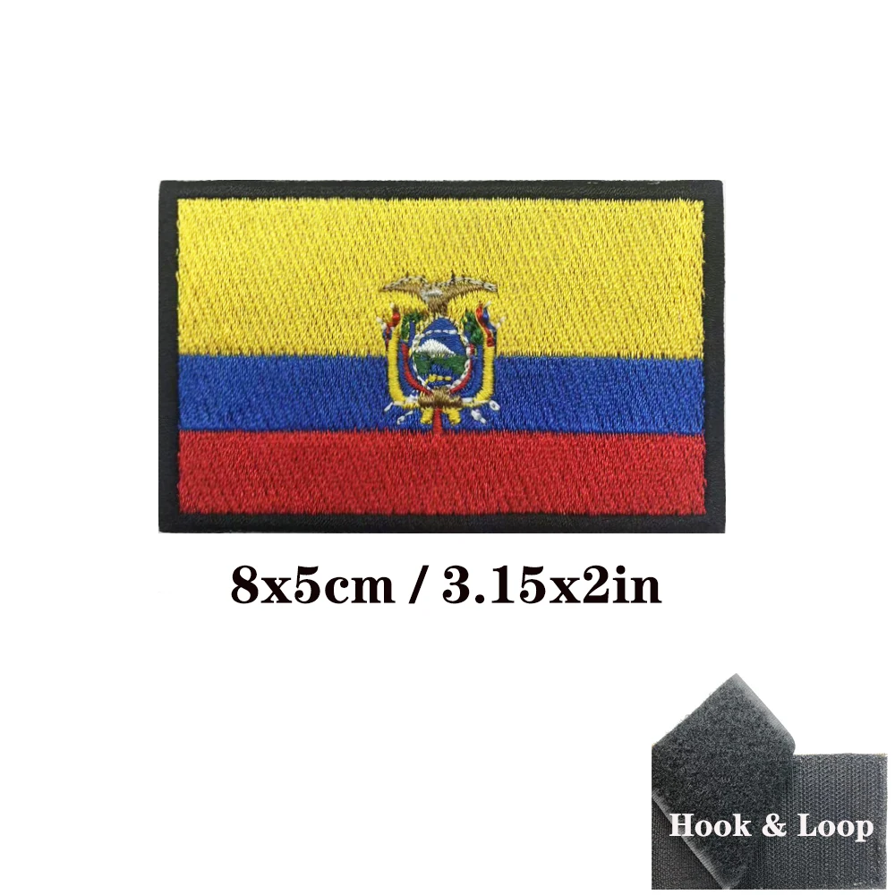 1PC bandera de Ecuador Ecuador Parche Rayas Insignia Etiquetas Chevrons Militar Brazalete Hierro En O Gancho Lazo Bordado - imagen 4