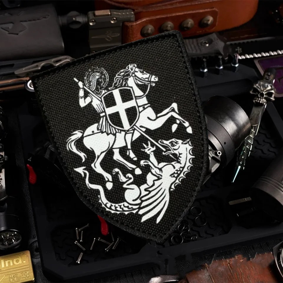 Parche de insignia de moral de Arcángel Michael, brazalete impreso, parche de gancho y bucle militar táctico, pegatinas para mochila