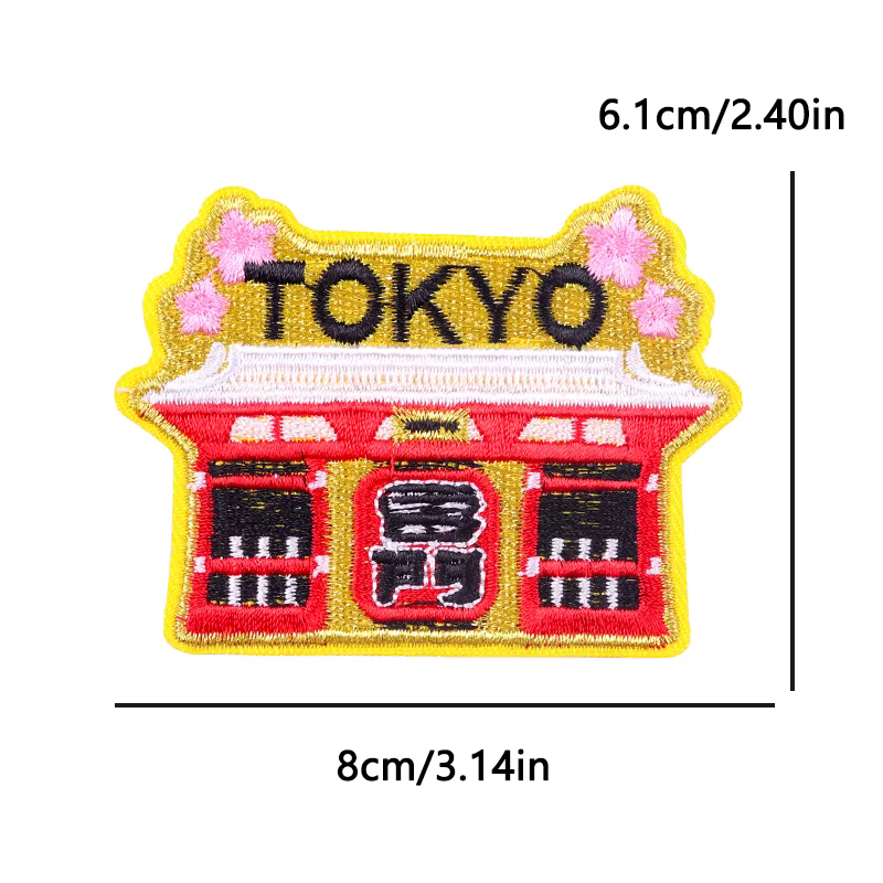 Colección de varios parches con motivos japoneses tradicionales