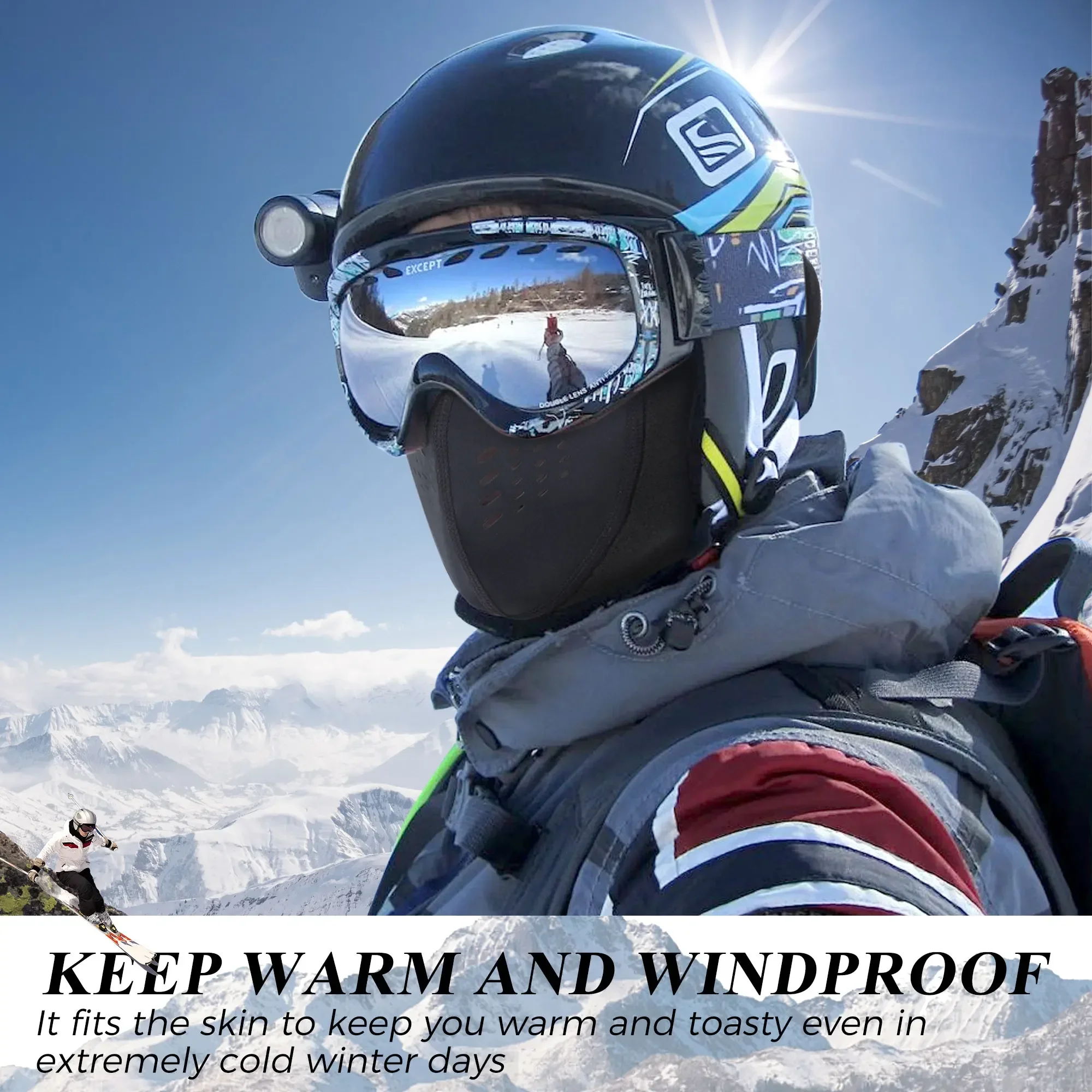 Cubierta de cara de ciclista máscara facial térmica cubierta de oreja transpirable invierno clima frío ciclismo esquí montar accesorios deportivos hombres mujeres - imagen 5