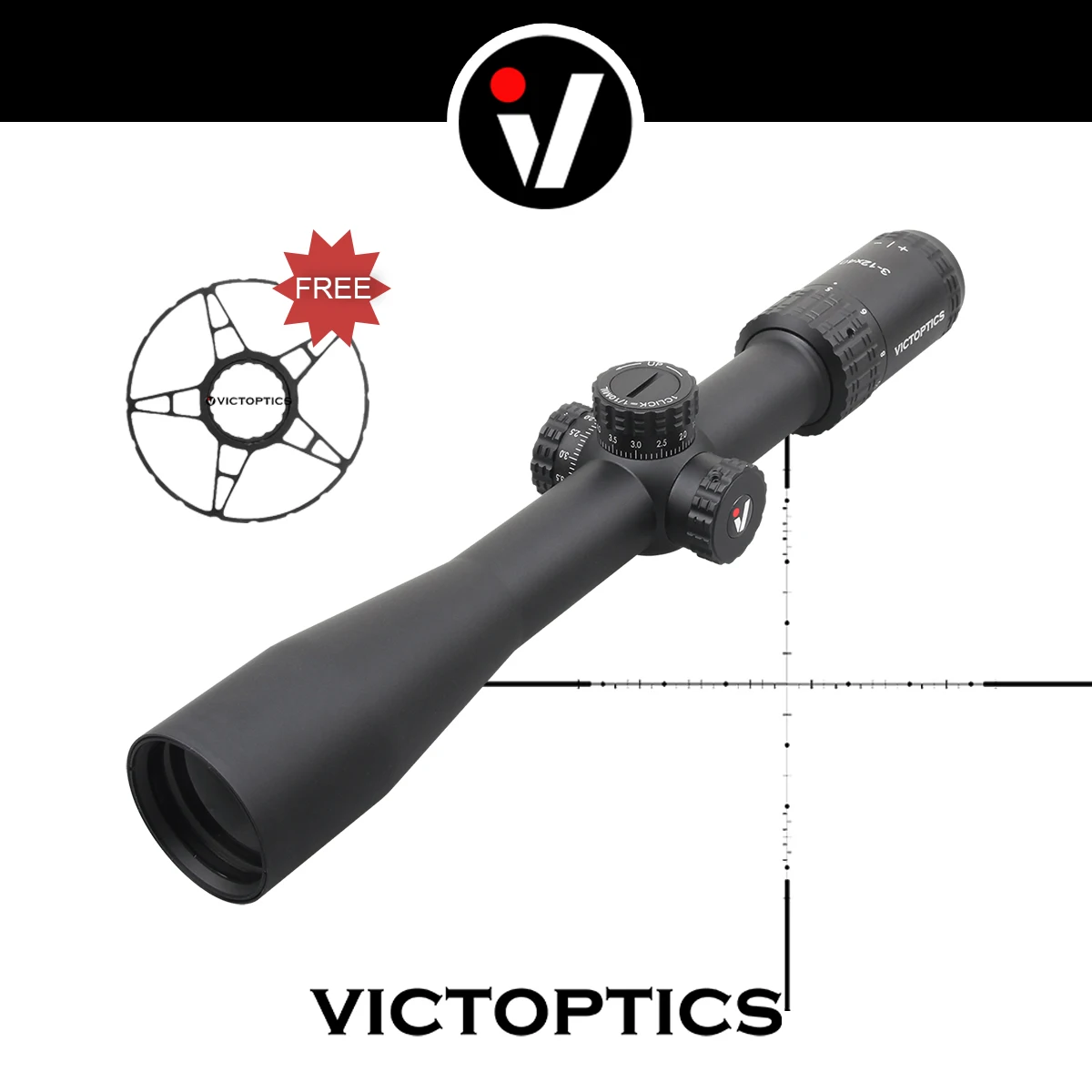 VictOptics 3-12x40 SFP Mira Telescópica | 1/10 MIL y Bloqueo de Torreta | Óptica HD y Enfoque Lateral | Para Rifle de Aire y Arma de Fuego