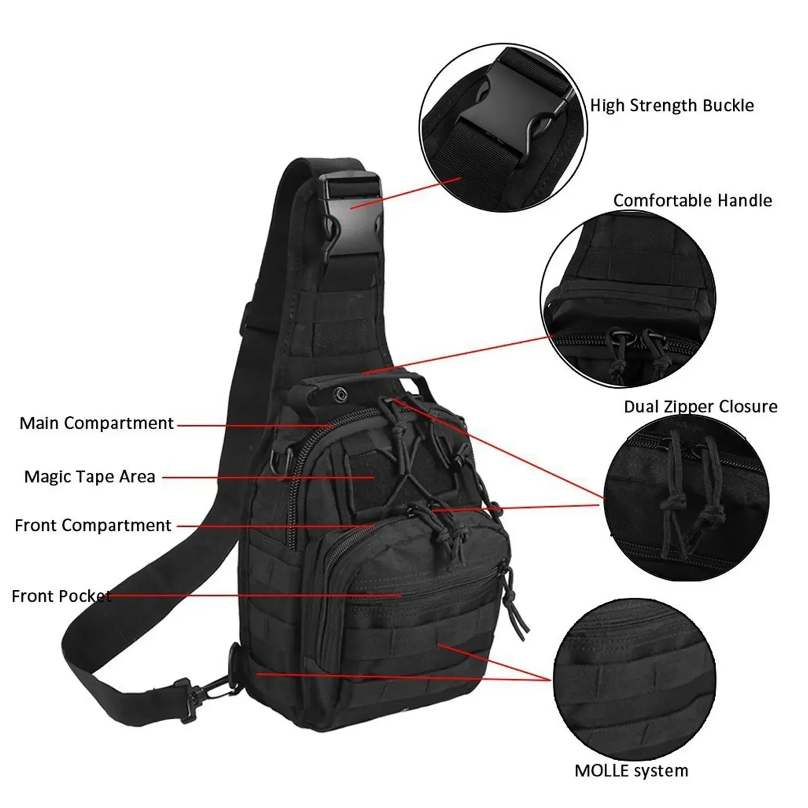 Bolsa táctica con eslinga, mochila con eslinga para hombro Rover, EDC Molle, bolsa de rango de asalto - imagen 3