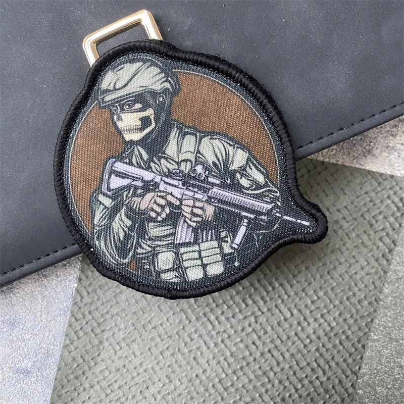 Insignia de moral de calavera de guerrero, parches de tela impresos, brazalete militar táctico, gancho y bucle, ropa, mochila, accesorios, pegatinas - imagen 4