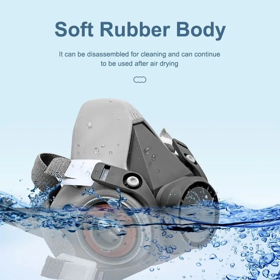 Respirador Industrial 6200, máscara de Gas a prueba de polvo, decoración de pintura en aerosol corporal, máscaras de media cara 6200 aptas para filtros 3M 6001/6002/6004 - imagen 5