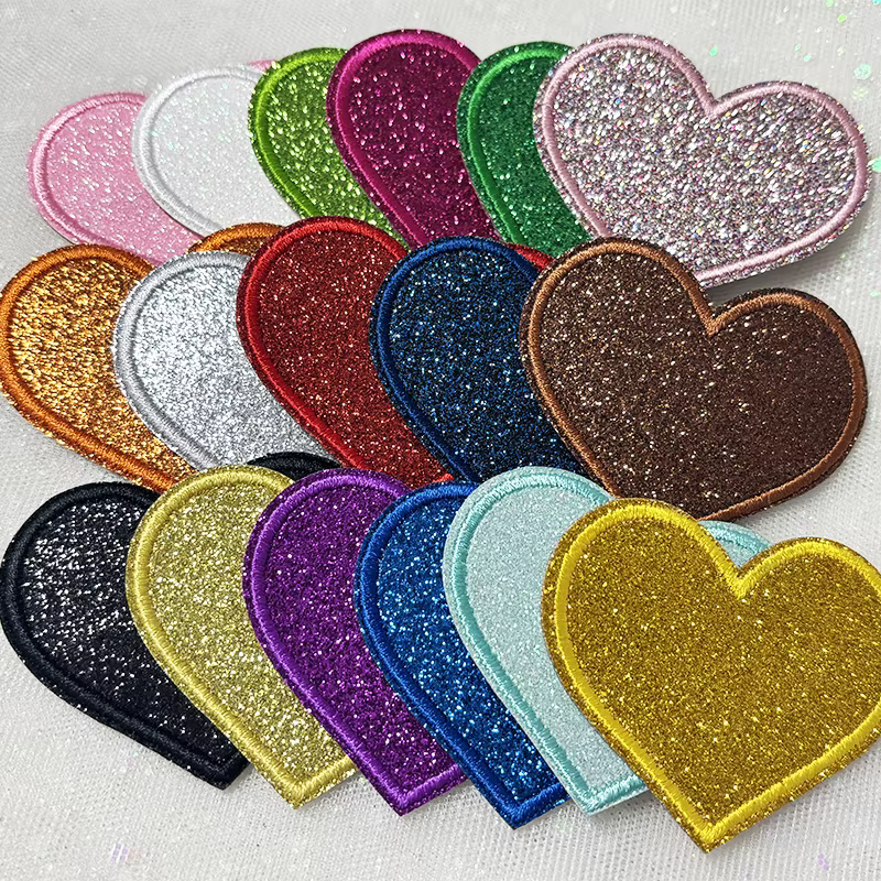 Parches bordados estrella corazón purpurina termoadhesivos para niñas - imagen 4
