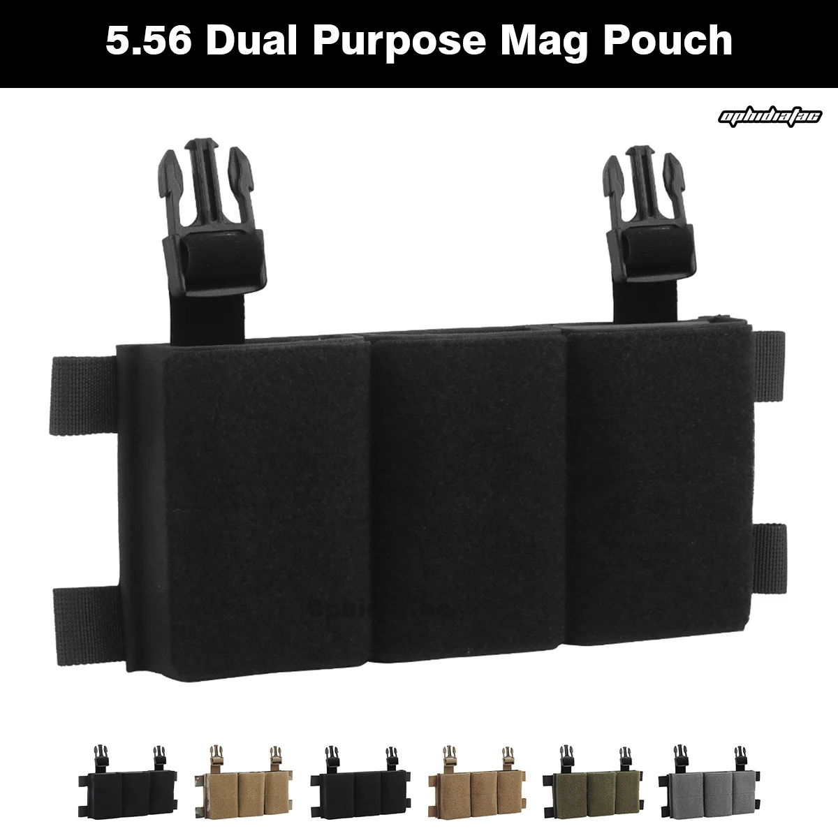 Bolsa magnética Triple duradera de 5,56mm, orificios de drenaje de retención elástica silenciosa, Compatible con aparejos de pecho para caza, tiro, Airsoft