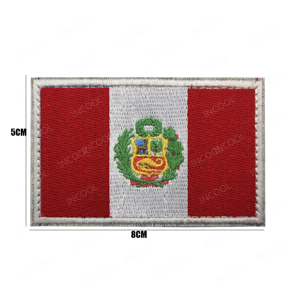 Parches reflectantes IR con bandera de Perú, brazalete táctico peruano de goma de PVC bordado, insignias decorativas con gancho para hombro - imagen 3