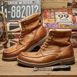 KOWM botas de senderismo en cuero de vaca Goodyear para hombre