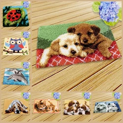 Kit de gancho de 3D, juego de paquete de alfombra de nudo para costura, patrón de Animal de gato, Kit de gancho de pestillo, cojín, Knooppakket Kussen DIY