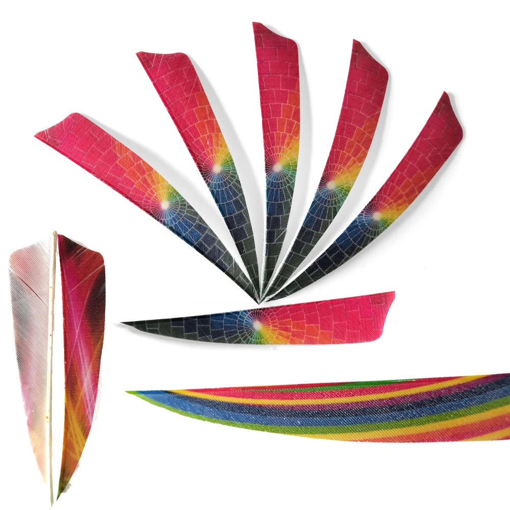 Pack 50 plumas deflectoras para flechas, Arco y caza 9 colores 4 pulgadas