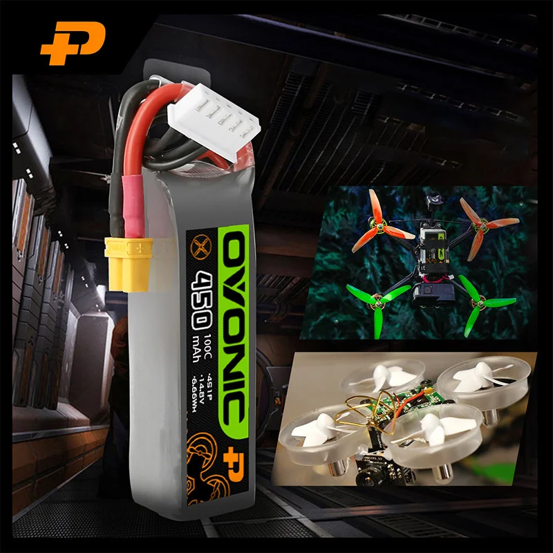 Batería LiPo de 14,8 V, 450mAh, 100C, para Dron de carreras, helicóptero, cuadricóptero, FPV, con enchufe XT30, 14,8 v, 4S - imagen 3