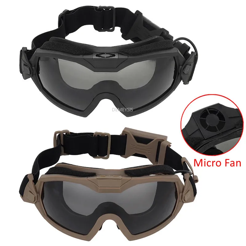 Gafas tácticas con Micro ventilador antiniebla caza Paintball lentes transparentes gafas de motocicleta protección ocular gafas de seguridad