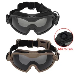 Gafas tácticas micro ventilador antiniebla lentes transparentes caza