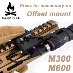 Interruptor de presión de botón de aluminio CNC, interruptor de presión de 45 °, Base de montaje Offset M300A M600C, linterna LED con ajuste de Metal de 20mm, riel Picatinny