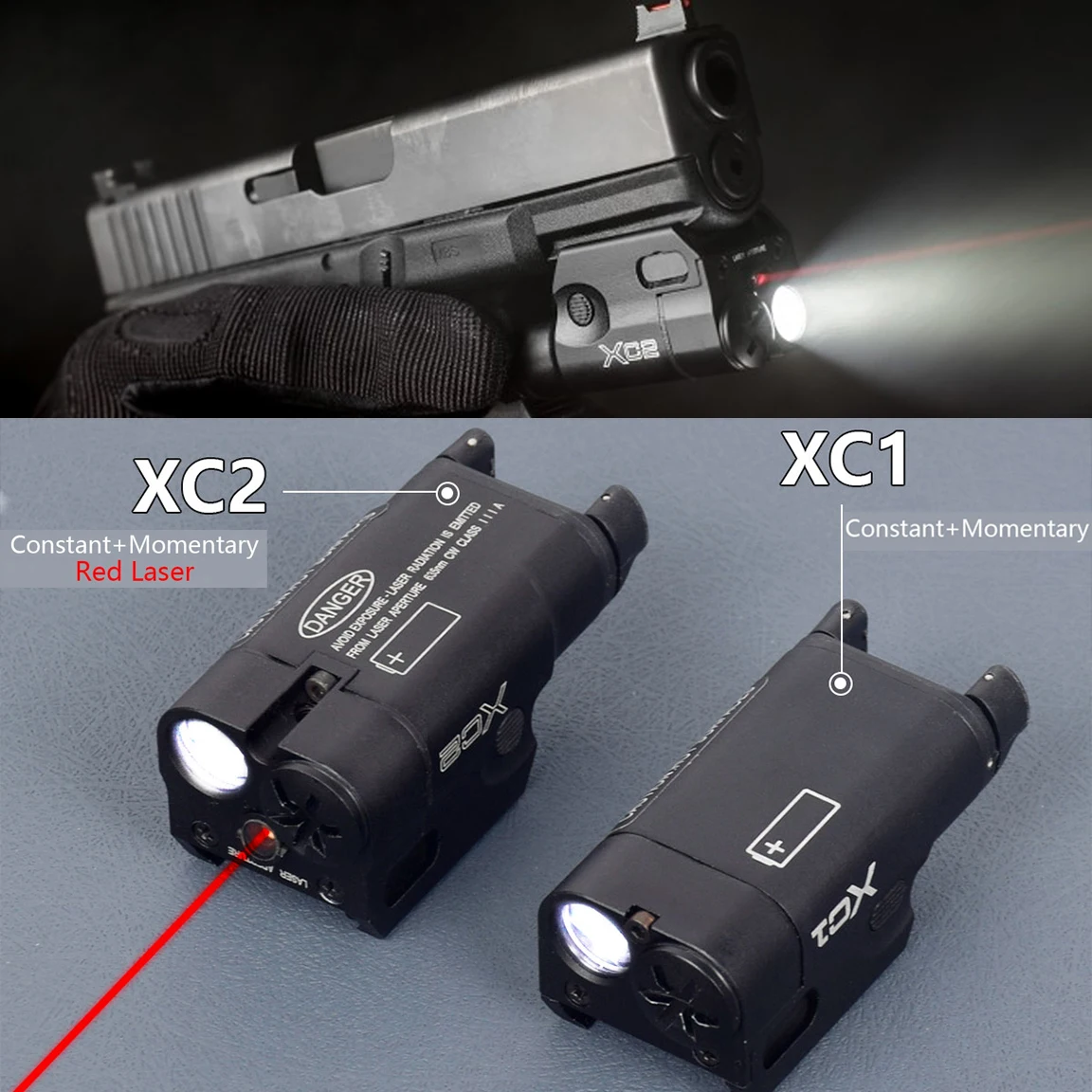 Pistola táctica de Metal SF XC1 XC2, luz de explorador, lámpara de pistola Airsoft Surefir, linterna para GLOCK 17 19 18C P320, riel Picatinny de 20mm - imagen 2