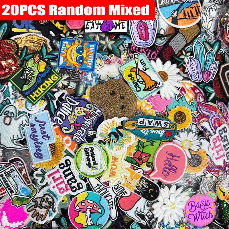 Parches mixtos al azar para 20 piezas, chaquetas, pantalones vaqueros, parche bordado, parches para planchar para ropa, parches termoadhesivos para ropa DIY - imagen 3