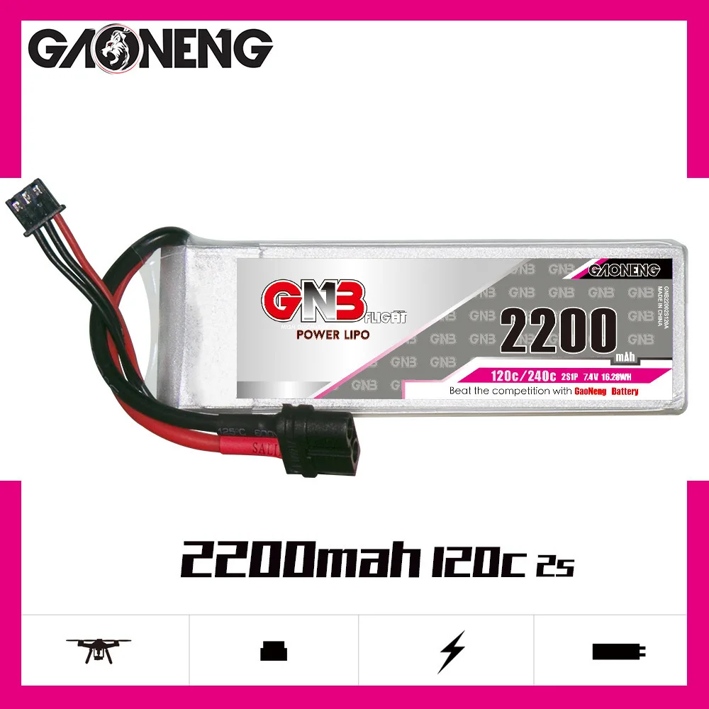 1/2 Uds GNB Lipo batería 2S 3S 4S 6S 2200mAh 120C con XT60 para RC coche barco Quadcopter helicóptero avión batería recargable - imagen 2