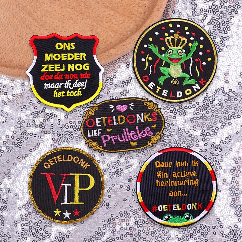 Conjunto de 3-6 uds. De parches Oeteldonk de nuevo diseño 2026 para ropa, insignias de rana de Carnaval de Países Bajos, parche bordado, decoración uniforme - imagen 5