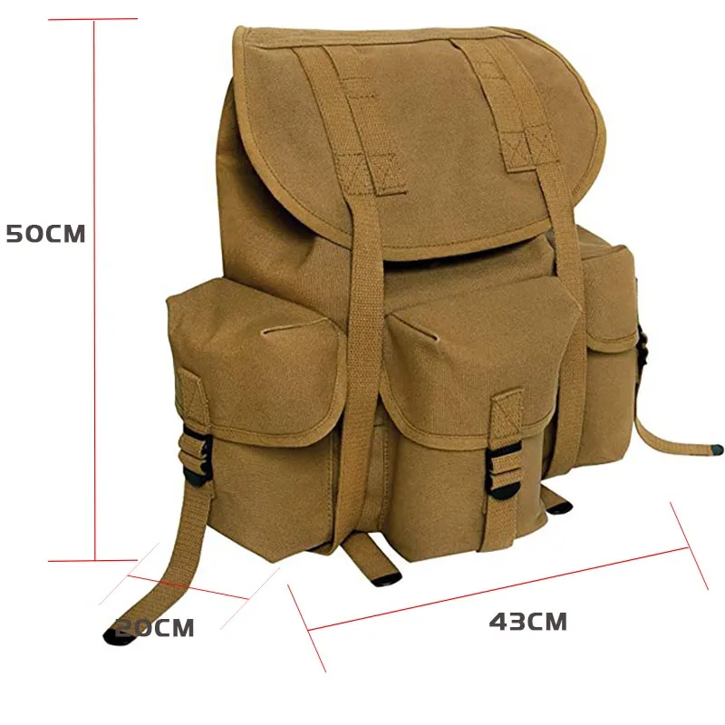 Mochila Retro militar táctica M14 WW2 estilo del ejército de EE. UU. bolsa para correr lona equipo de Camping paquete de almacenamiento mochila de alta capacidad - imagen 3