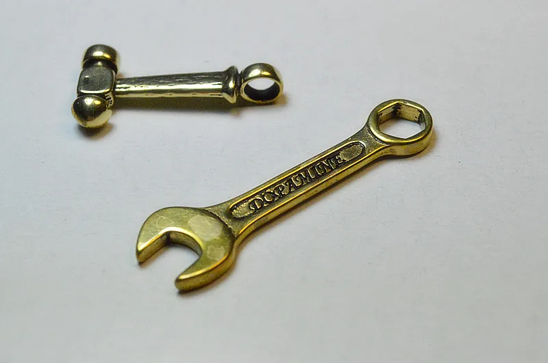 Llave colgante de cobre puro con personalidad, llavero de martillo, llave ajustable, accesorios de latón, estilo Retro - imagen 5