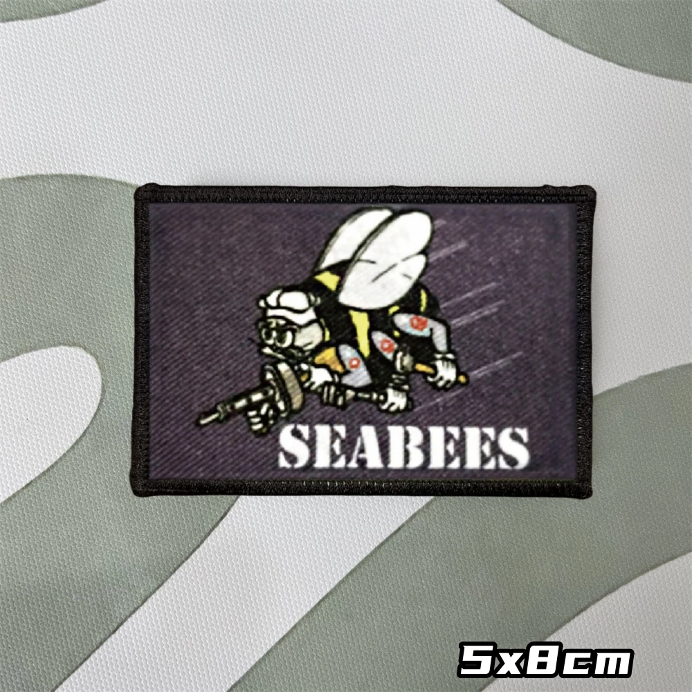 Parches de insignia de moral con logotipo marino, brazalete táctico, pegatinas impresas de gancho y bucle, mochila - imagen 2