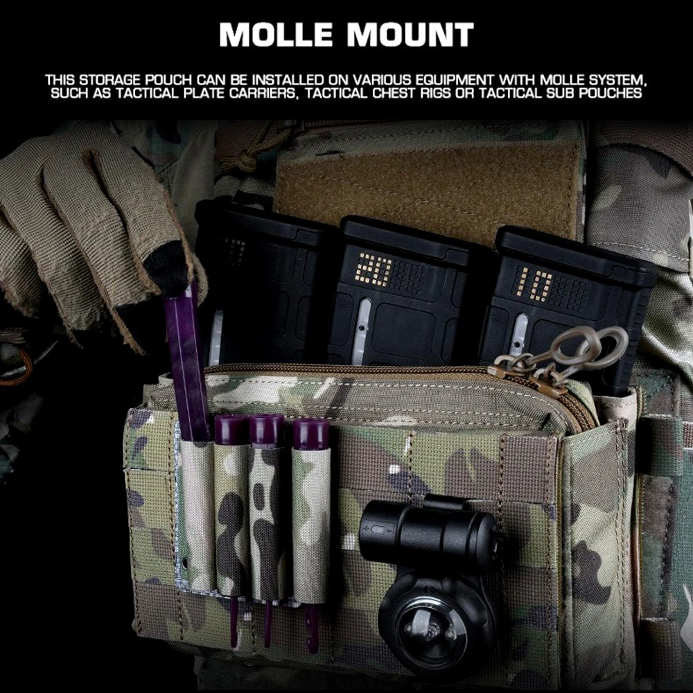 Bolsa de almacenamiento Molle Glow Stick, soporte de 4 orificios para batería de carcasa de escopeta Chem Light, accesorio portador de placa táctica para chaleco de caza - imagen 5
