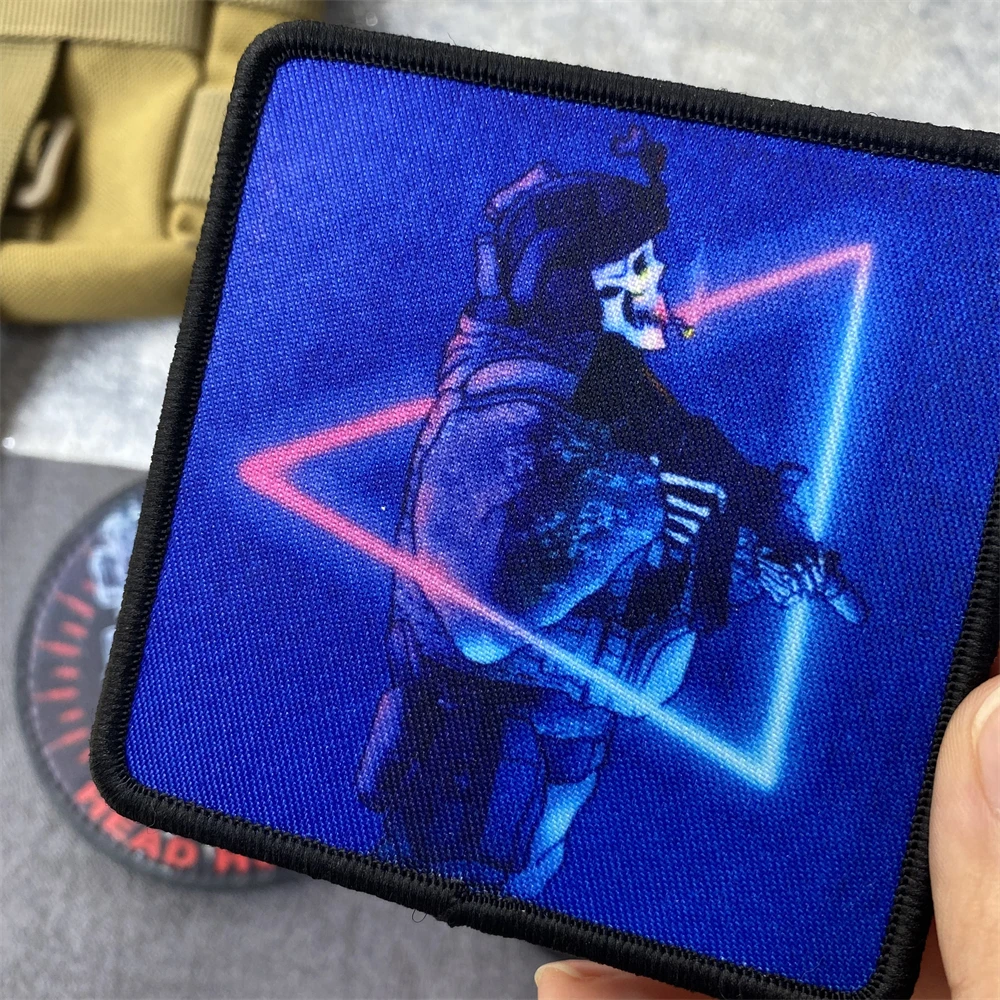 Insignia de moral táctica de "Born for War" para fumar, Calavera, soldado, cazador de cabeza, brazalete, Parche de impresión, gancho y bucle, pegatina de mochila militar - imagen 3