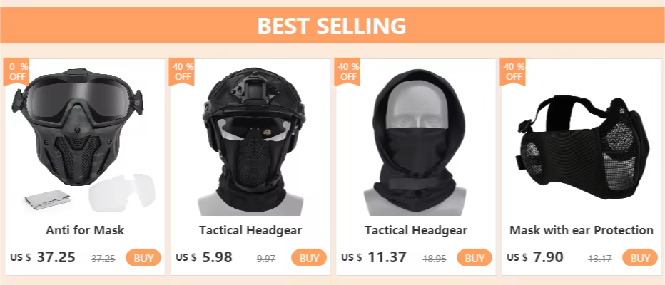 Máscara táctica airsoft de media cara en color negro
