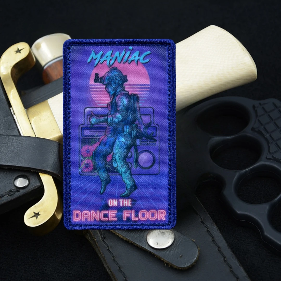 Parche táctico Maniac Om The Dance Floor, insignia de moral con gancho y bucle impreso para pegatinas en mochilas de ropa - imagen 5