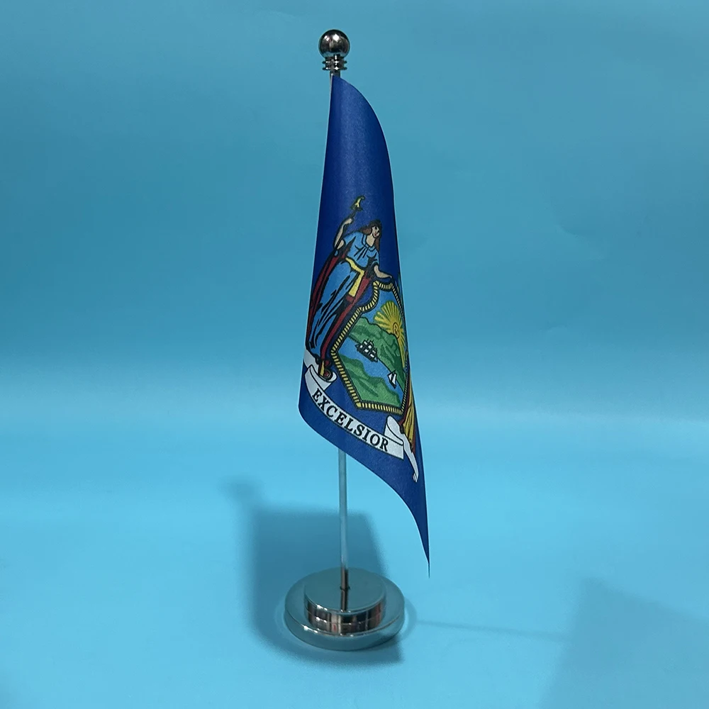 BANDERA DE SKY Escritorio de oficina Bandera pequeña de Nueva York Bandera de mesa de poliéster de 14x21 cm Estatal de EE. UU. Bandera de Nueva York Adornos de escritorio Banderas - imagen 4