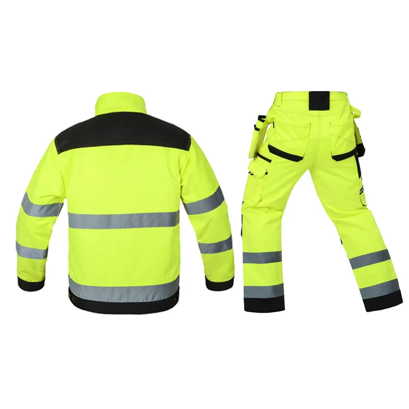 Traje de trabajo para hombre, electricista con chaqueta reflectante reflectora para trabajo y pantalones cargo de alta visibilidad con rodilleras - imagen 3