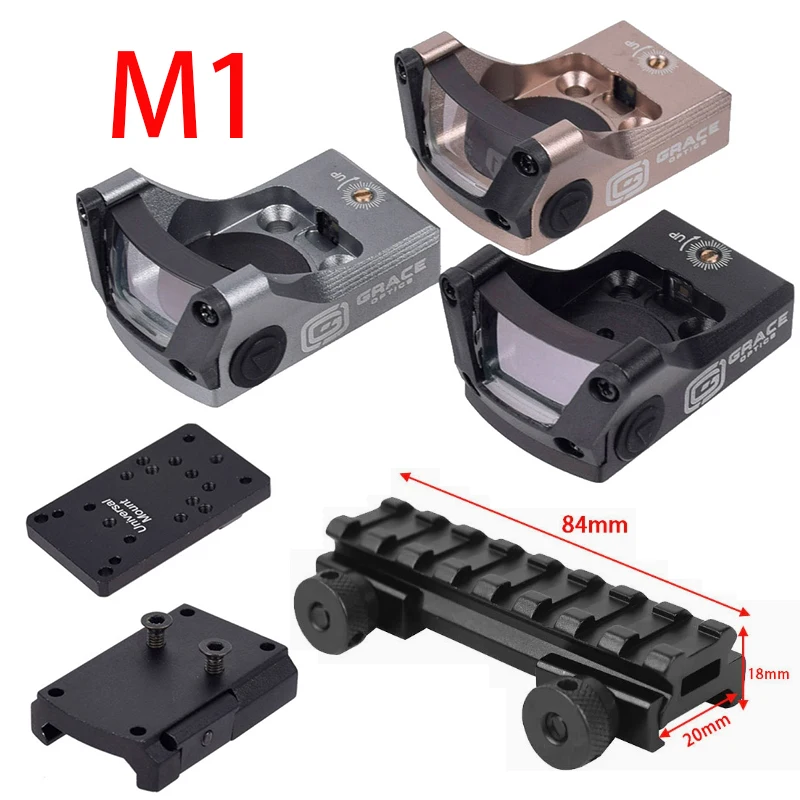 Montaje elevador de mira de punto rojo/verde M1, 8 ranuras, adaptador elevador Picatinny de alta distancia, alcance de 20mm, lente óptica reflejo de riel Picatinny ajustable - imagen 2