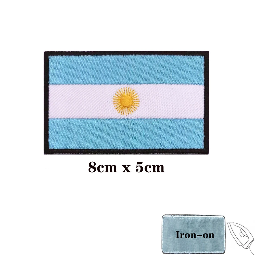 Parches de bandera Argentina, brazalete, parche bordado, gancho y bucle, insignia bordada con hierro, raya militar - imagen 2