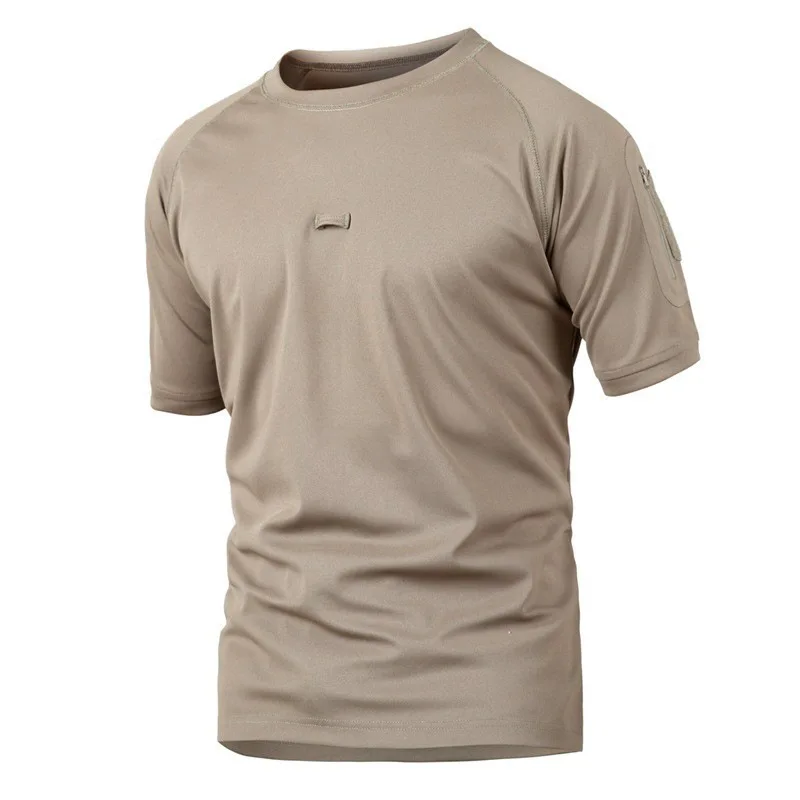 Camisa de entrenamiento de camuflaje para hombre, camisa de manga corta con cuello redondo, antisudor, secado rápido, deportiva, ciclismo, a prueba de sudor, de verano - imagen 2
