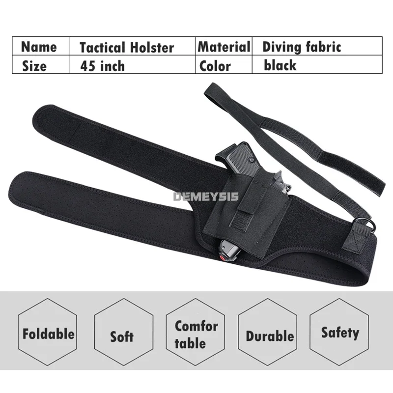 Funda Universal para pistola de axilas, accesorio para ocultar mano derecha e izquierda, caza, Airsoft, hombro, tiro, banda para la cintura del vientre - imagen 5