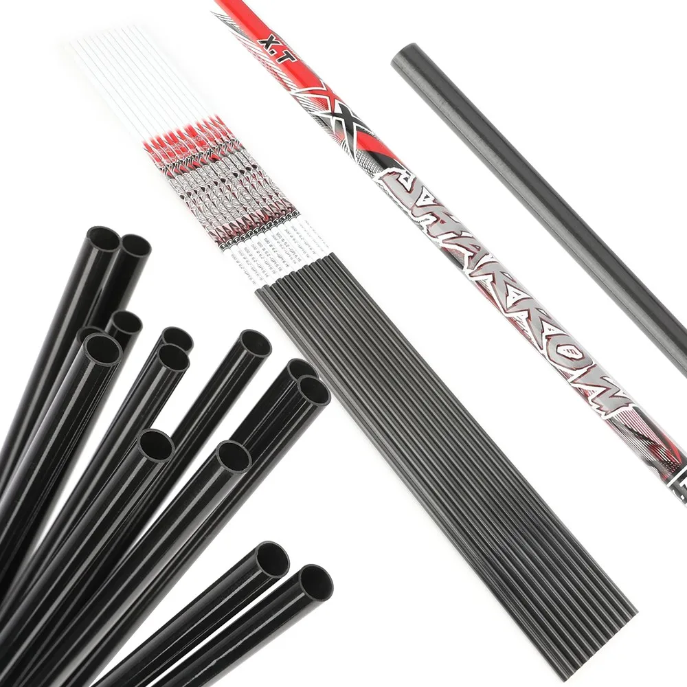 6/12pc 32 pulgadas tiro con arco flecha de carbono puro eje OD7.6-7.0mm ID6.2mm SP300/350/400/500/600/700/800 arco flecha accesorios de caza