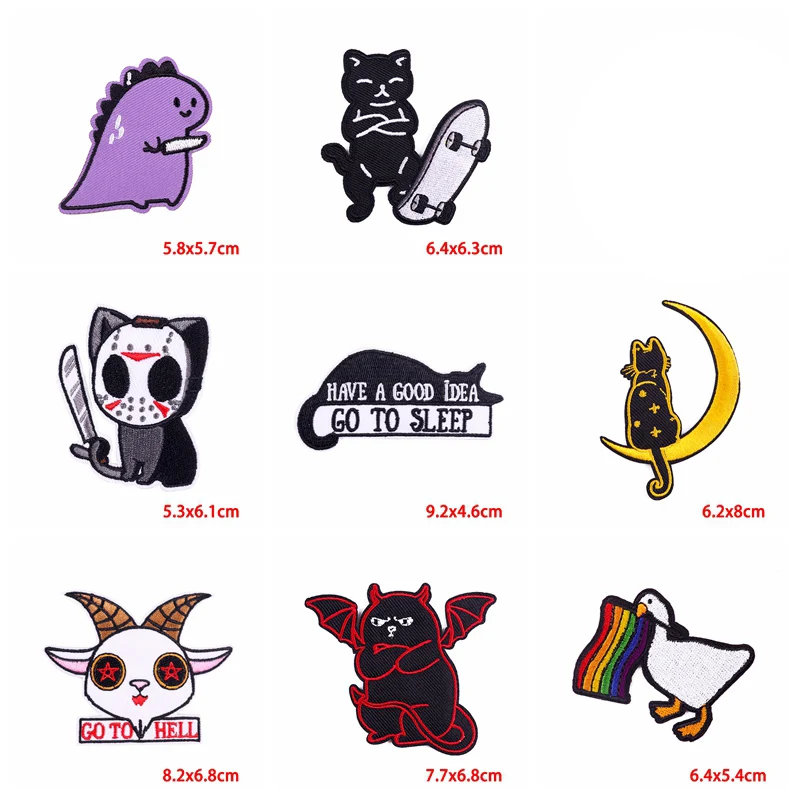 Parche de animales de dibujos animados para planchar en la ropa, parches bordados de gato para ropa, apliques para coser/planchar, 10 piezas - imagen 5