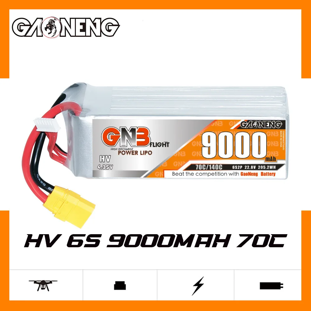 GNB-batería Lipo 6S 22,8 V 9000mAh 70C/140C para helicóptero RC Quadcopter FPV Racing Drone Parts HV 22,8 V, batería recargable - imagen 2