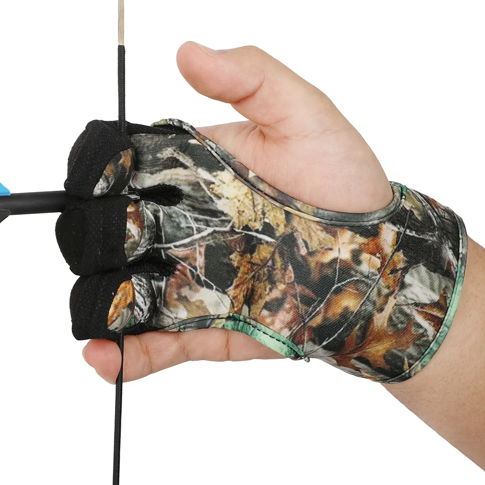 Arco de caza, protector de 3 dedos, camuflaje/raya, lengüeta para dedo, tela de buceo, equipo protector, tiro con arco, accesorios para objetivo de caza - imagen 4